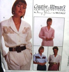 7558 LOOSE LS-SS BUTTON INSET BLOUSE PATTERN 8-12,14-18